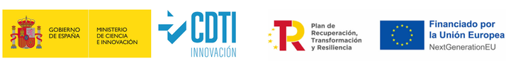 Logotipos del CDTI, Plan de Recuperación, Transformación y Resiliencia y Next Generation EU