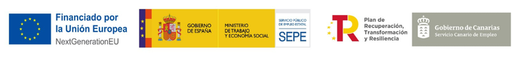 Logotipos del Programa Investigo, Servicio Canario de Empleo y Next Generation EU