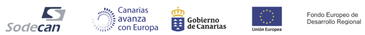 Logotipos de SODECAN, Canarias Financia, FEDER, Unión Europea y Gobierno de Canarias